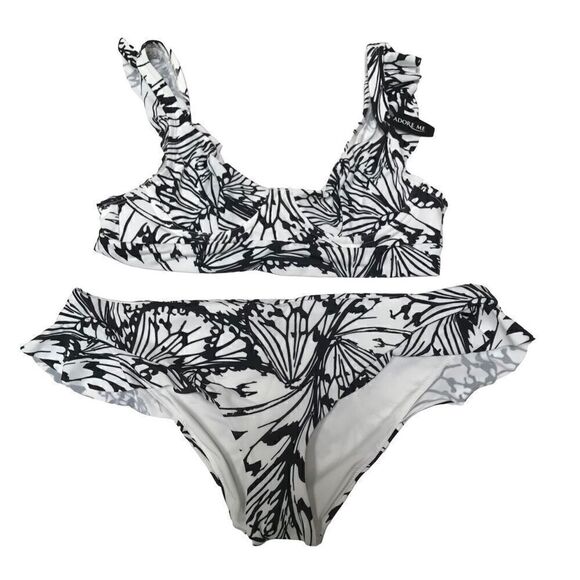 Adore Me black & white butterfly two piece bikini swimsuit 34A/M - Picture 1 of 6